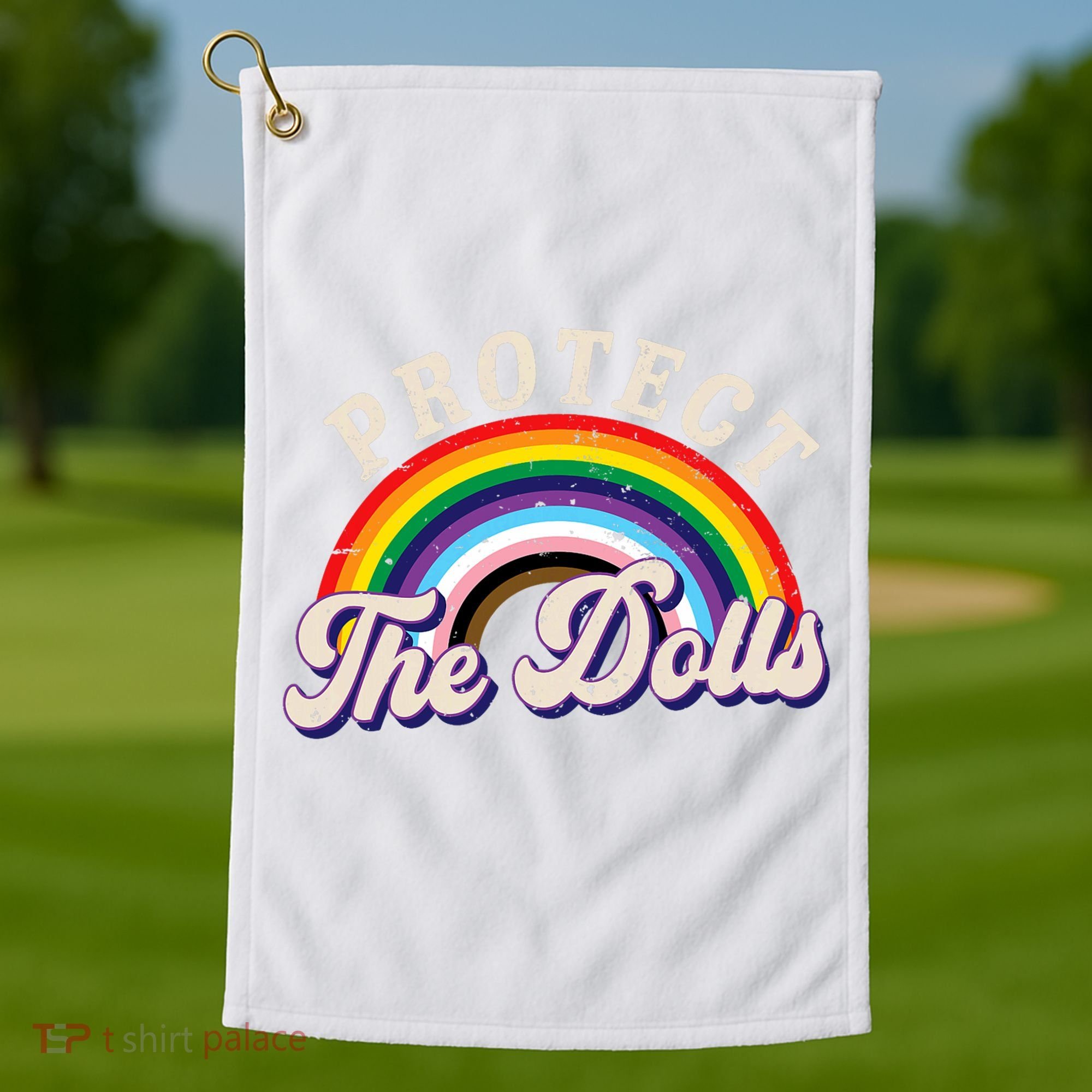 Protect The Dolls Retro Golf Towel