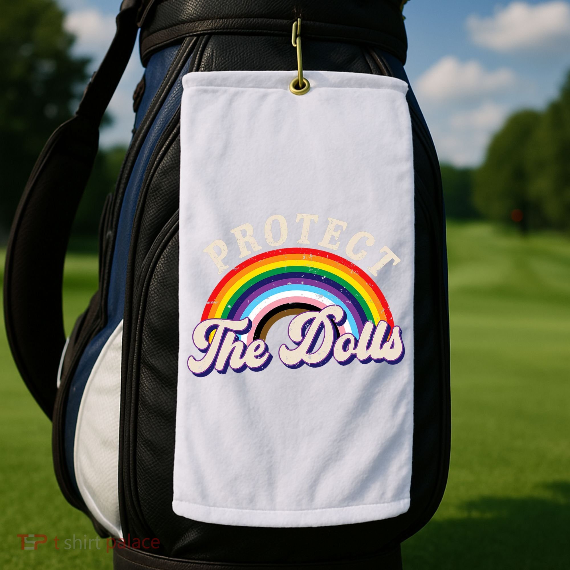 Protect The Dolls Retro Golf Towel
