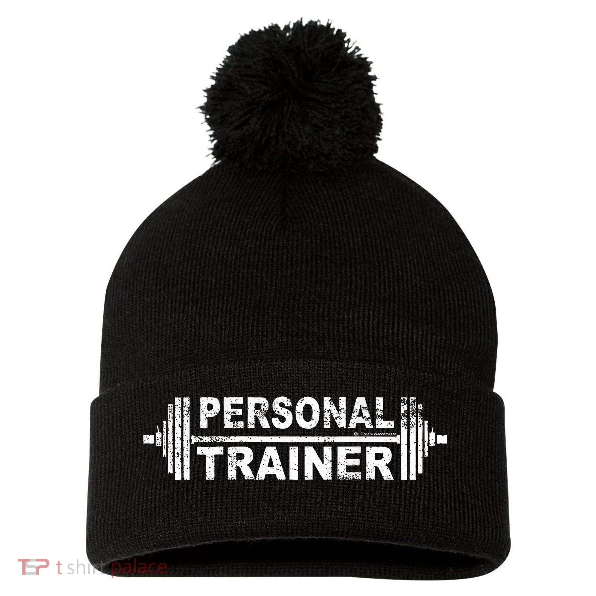 Personal Trainer Exercise Fitness Training Pom Pom 12in Knit Beanie