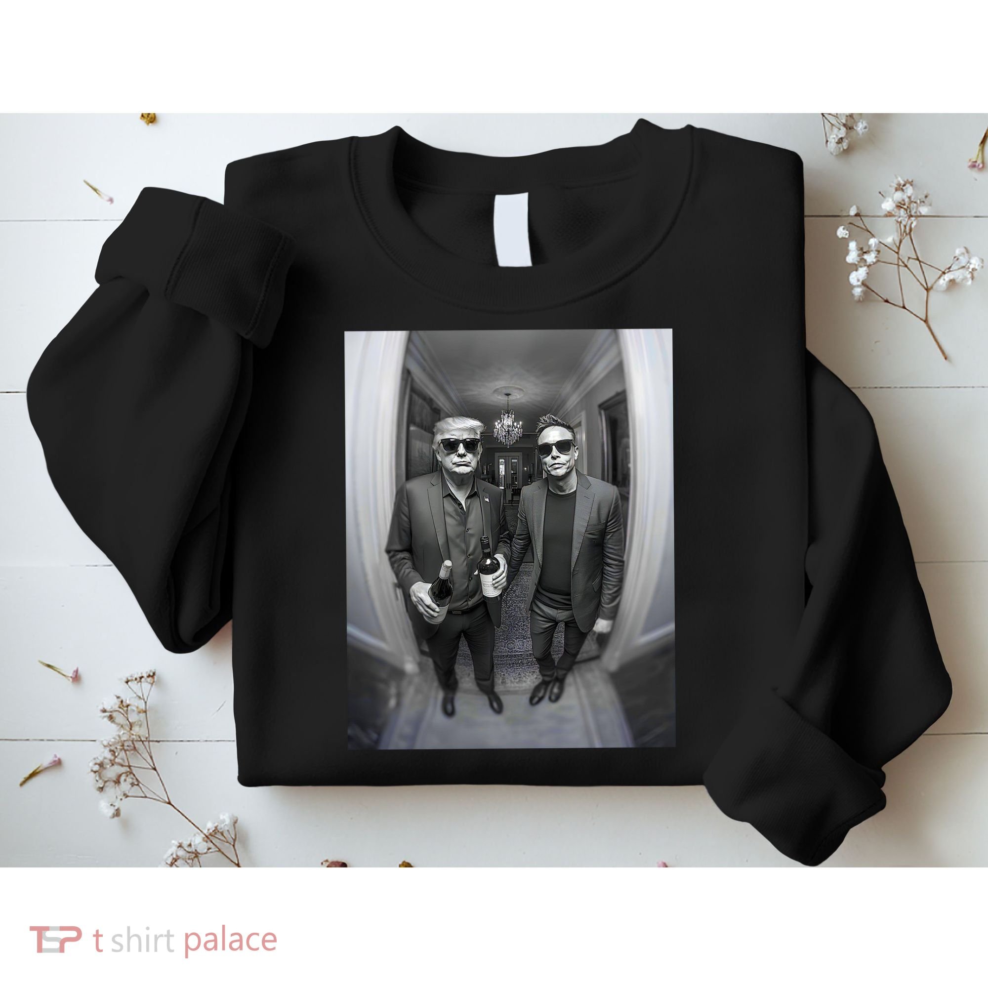 President Trump Elon Musk Funny Meme Knocking On Door Sweatshirt