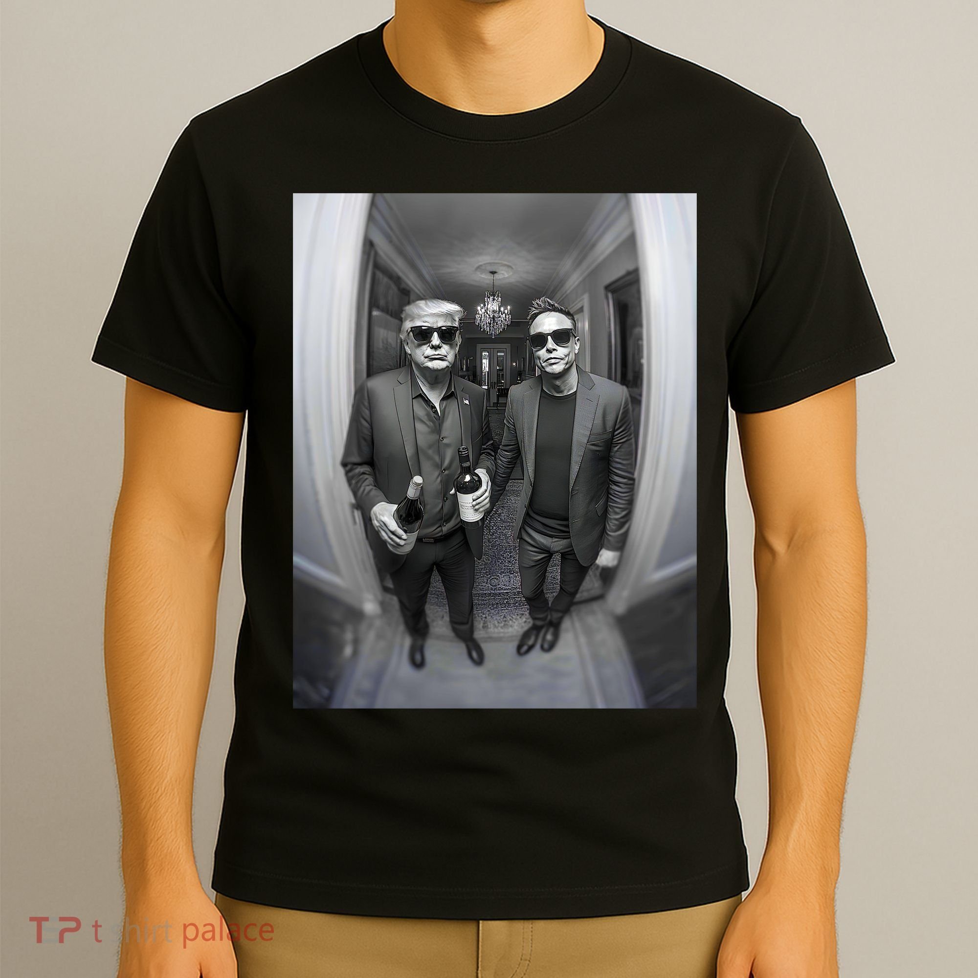 President Trump Elon Musk Funny Meme Knocking On Door T-Shirt