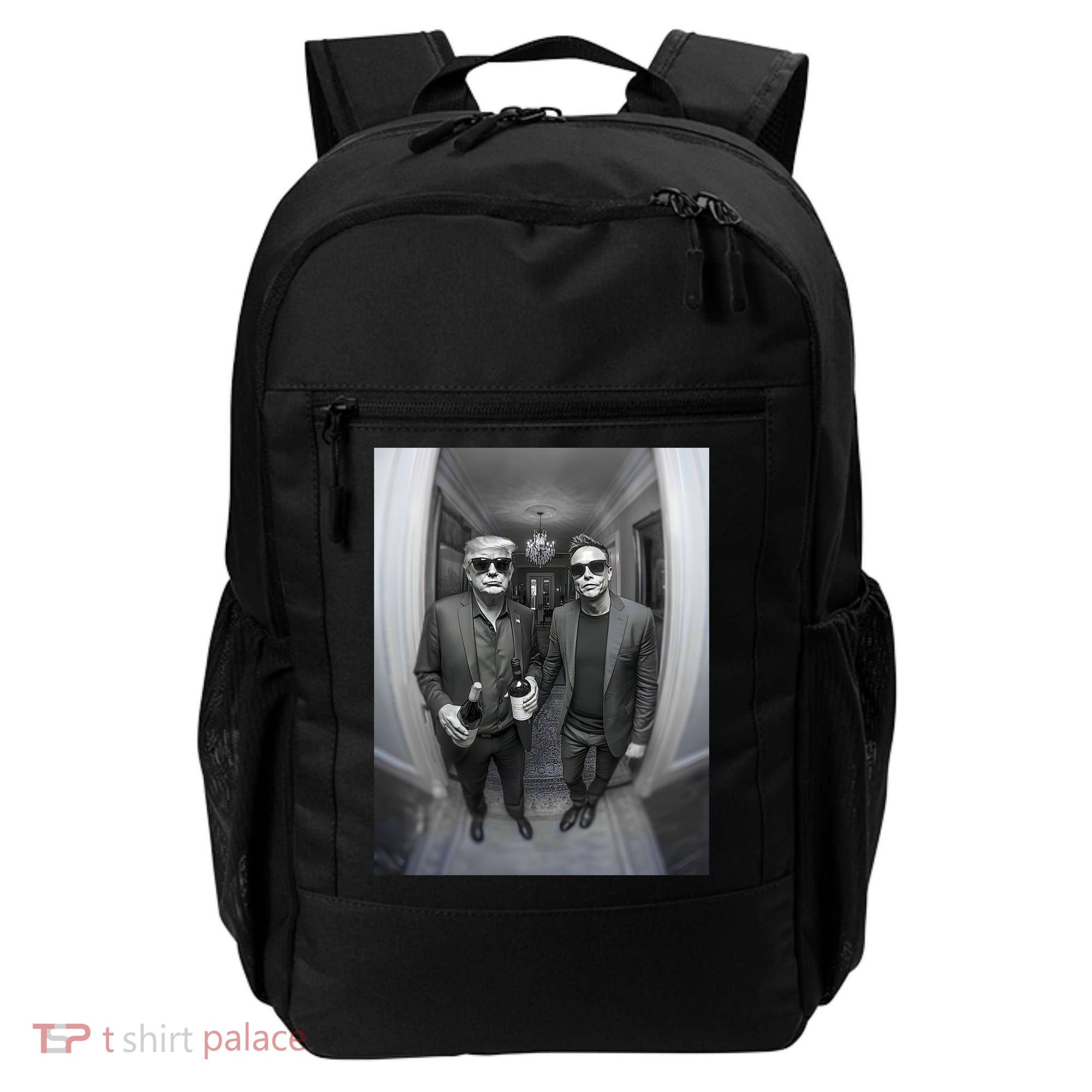 President Trump Elon Musk Funny Meme Knocking On Door Backpack