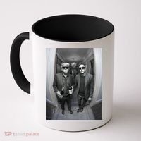 President Trump Elon Musk Funny Meme Knocking On Door Coffee Mug thumb 0