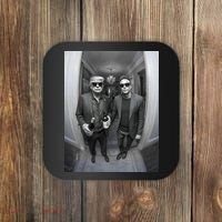 President Trump Elon Musk Funny Meme Knocking On Door Coaster thumb 0