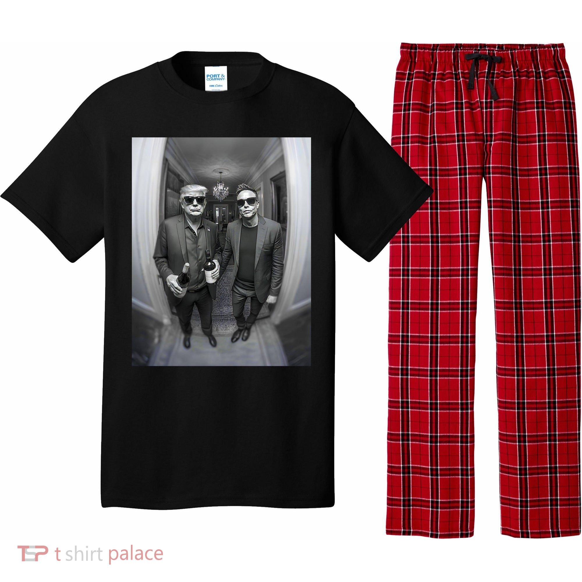 President Trump Elon Musk Funny Meme Knocking On Door Pajama Set
