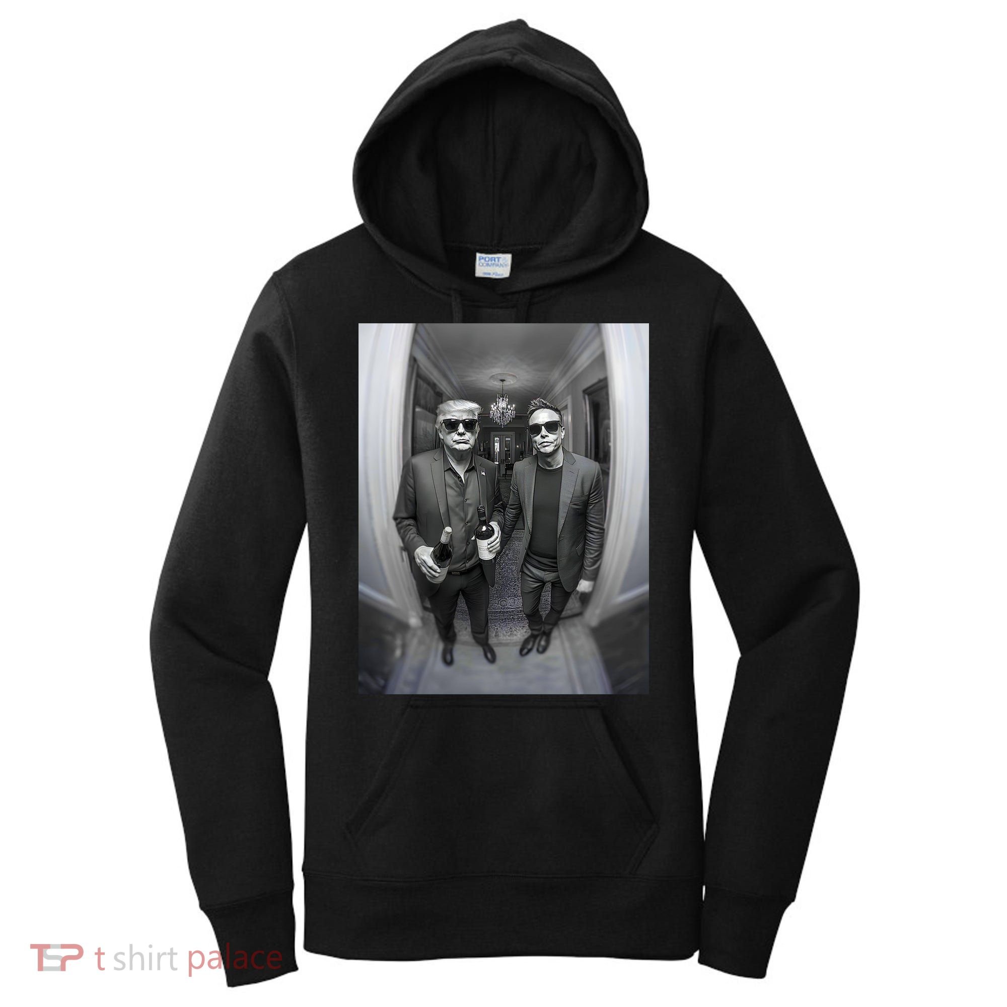 President Trump Elon Musk Funny Meme Knocking On Door Women's Hoodie