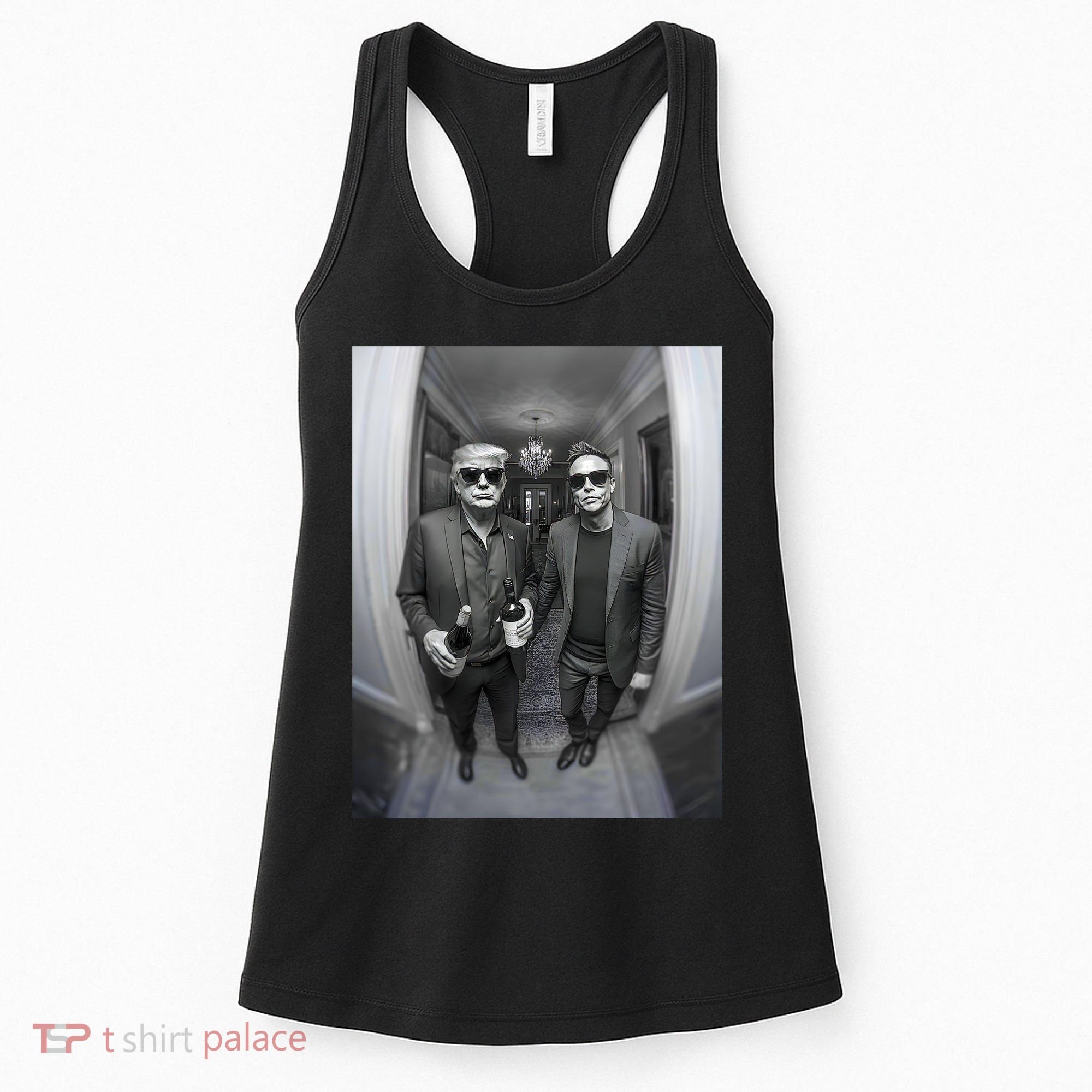 President Trump Elon Musk Funny Meme Knocking On Door Women's Tank Top
