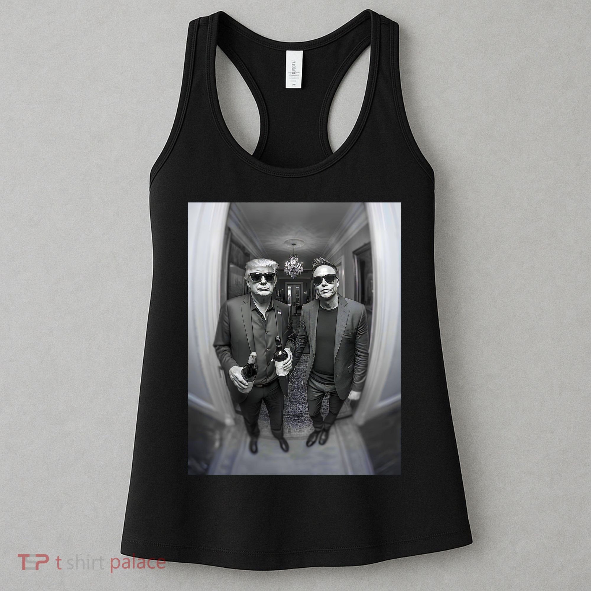 President Trump Elon Musk Funny Meme Knocking On Door Women's Tank Top