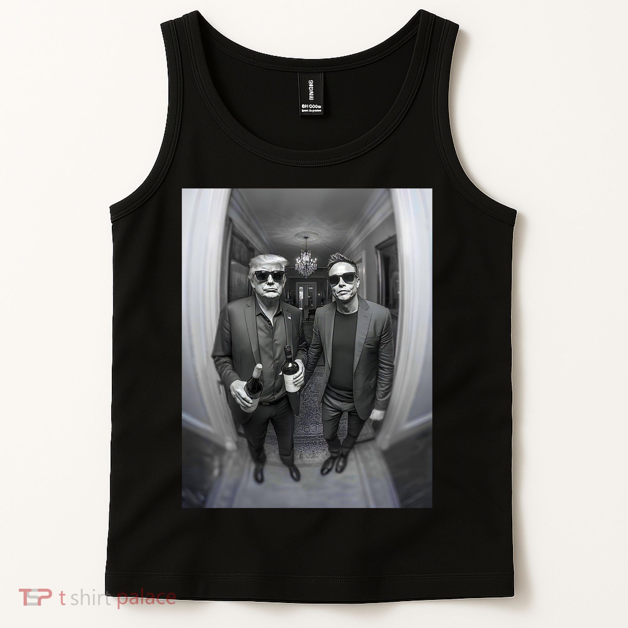 President Trump Elon Musk Funny Meme Knocking On Door Tank Top