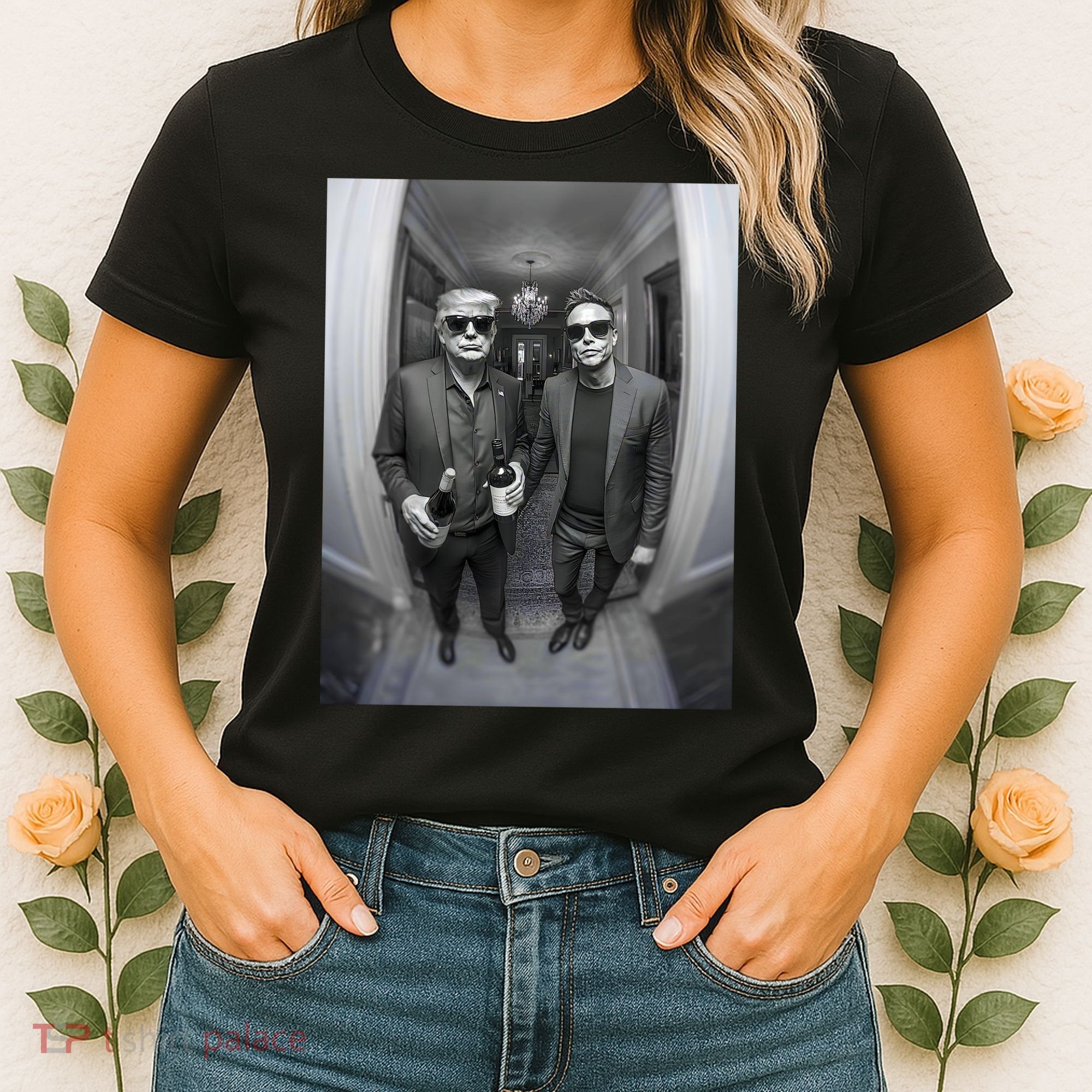 President Trump Elon Musk Funny Meme Knocking On Door Women's T-Shirt