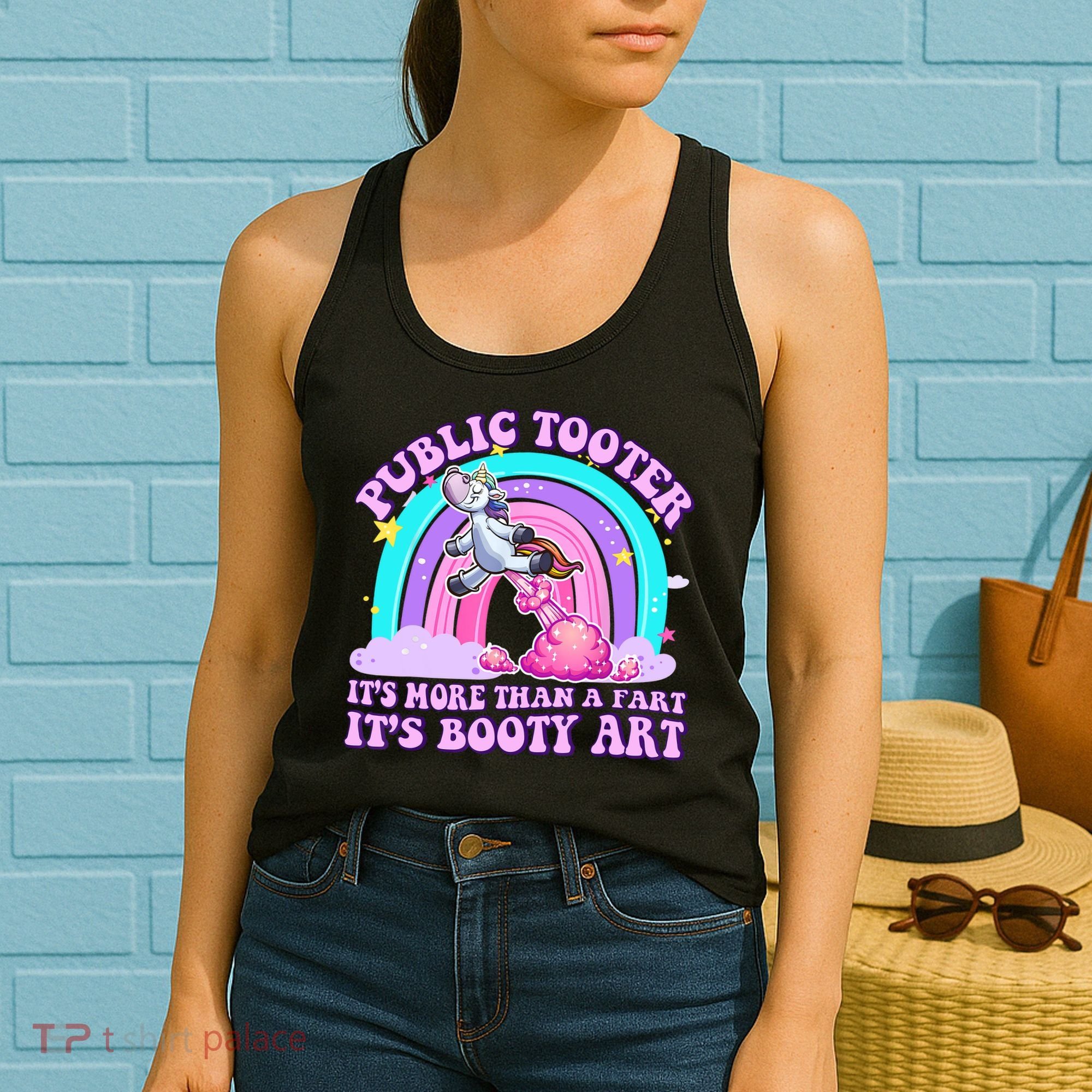 Public Tooter Funny Unicorn Inappropriate Embarrassing Adult  Women's Tank Top