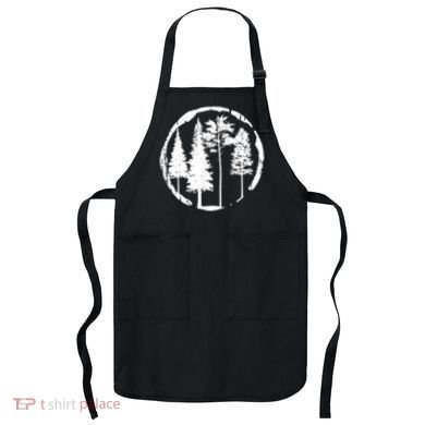 Pine Trees Forest Silhouette Vintage Retro Outdoors Hiking Apron