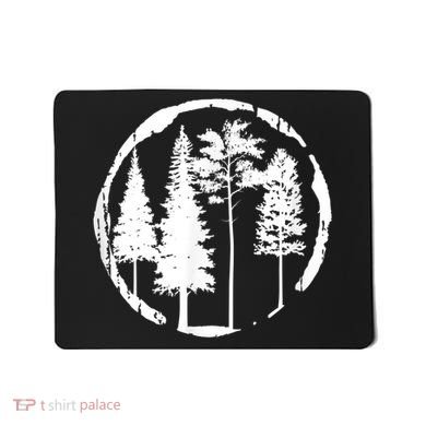 Pine Trees Forest Silhouette Vintage Retro Outdoors Hiking Mousepad
