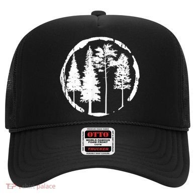 Pine Trees Forest Silhouette Vintage Retro Outdoors Hiking Hat
