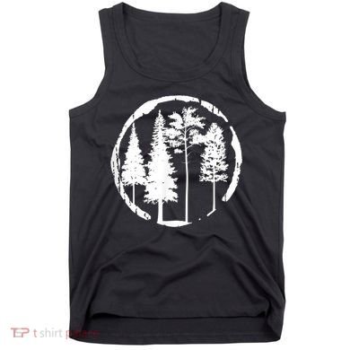 Pine Trees Forest Silhouette Vintage Retro Outdoors Hiking Tank Top