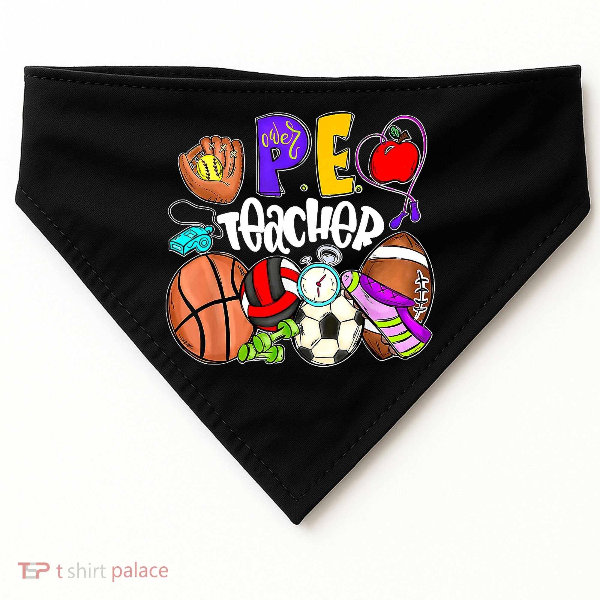 PE Teacher Funny Physical Education Teacher Back To School USA-Made Doggie Bandana