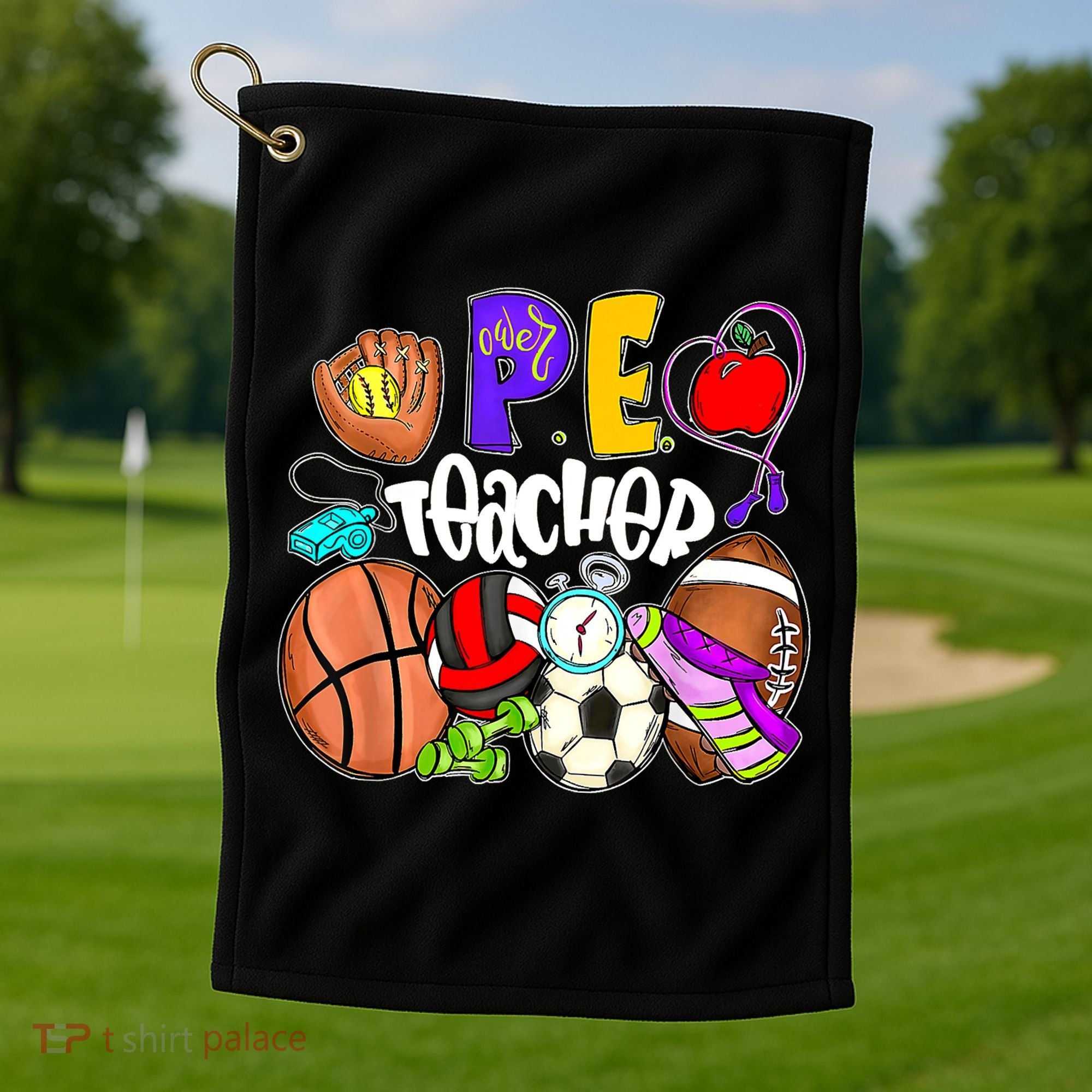 PE Teacher Funny Physical Education Teacher Back To School Golf Towel
