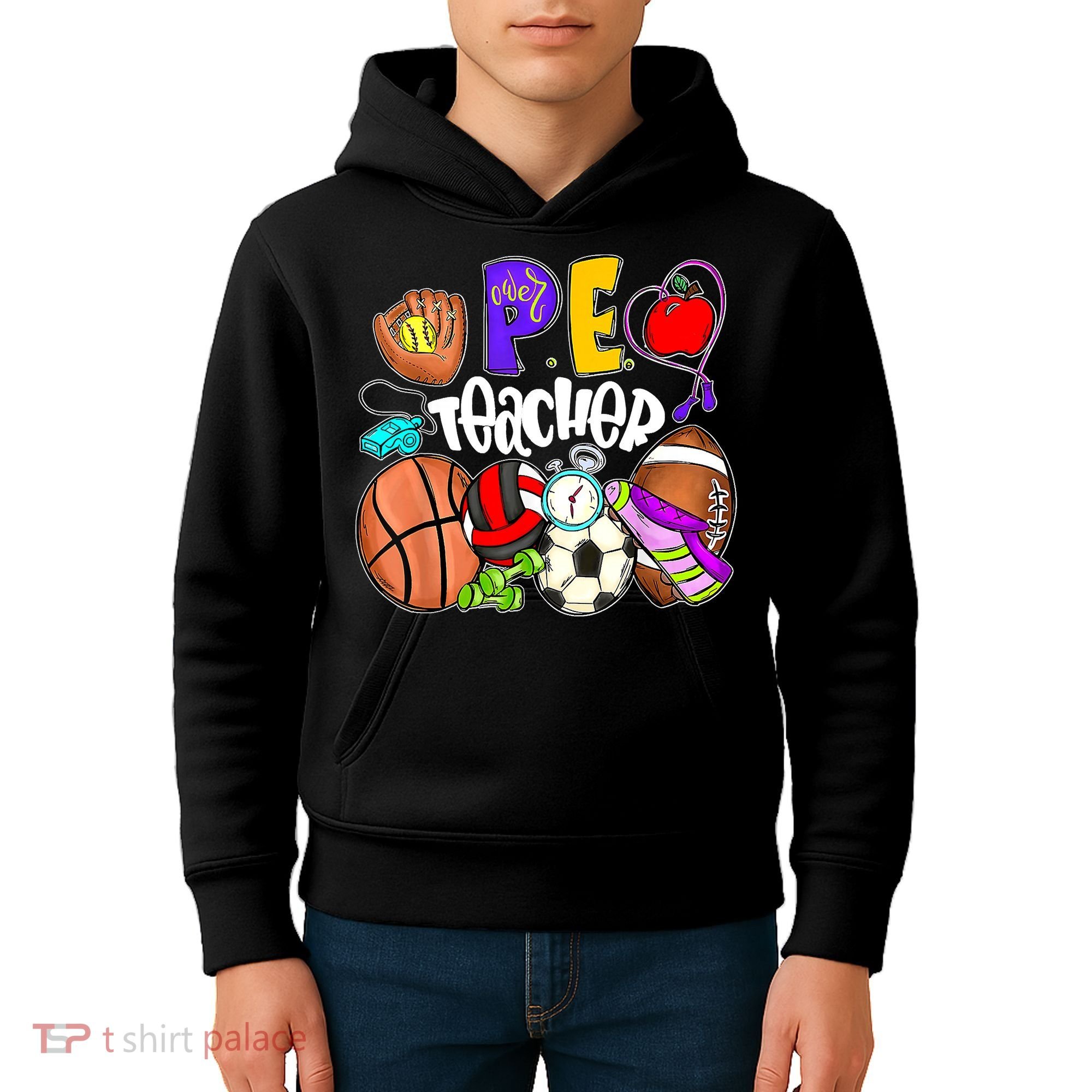 PE Teacher Funny Physical Education Teacher Back To School Kids Hoodie