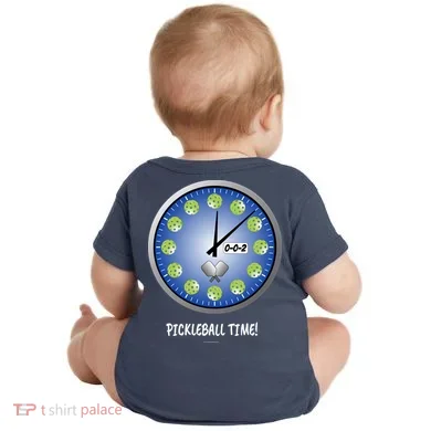 Pickleball Time Front And Back Baby Bodysuit back