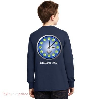 Pickleball Time Front And Back Kids Long Sleeve Shirt back