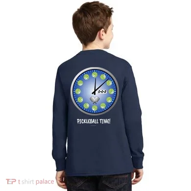 Pickleball Time Front And Back Kids Long Sleeve Shirt back