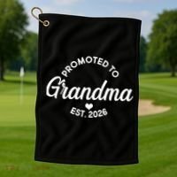 Promoted To Grandma EST 2026 Golf Towel thumb 1