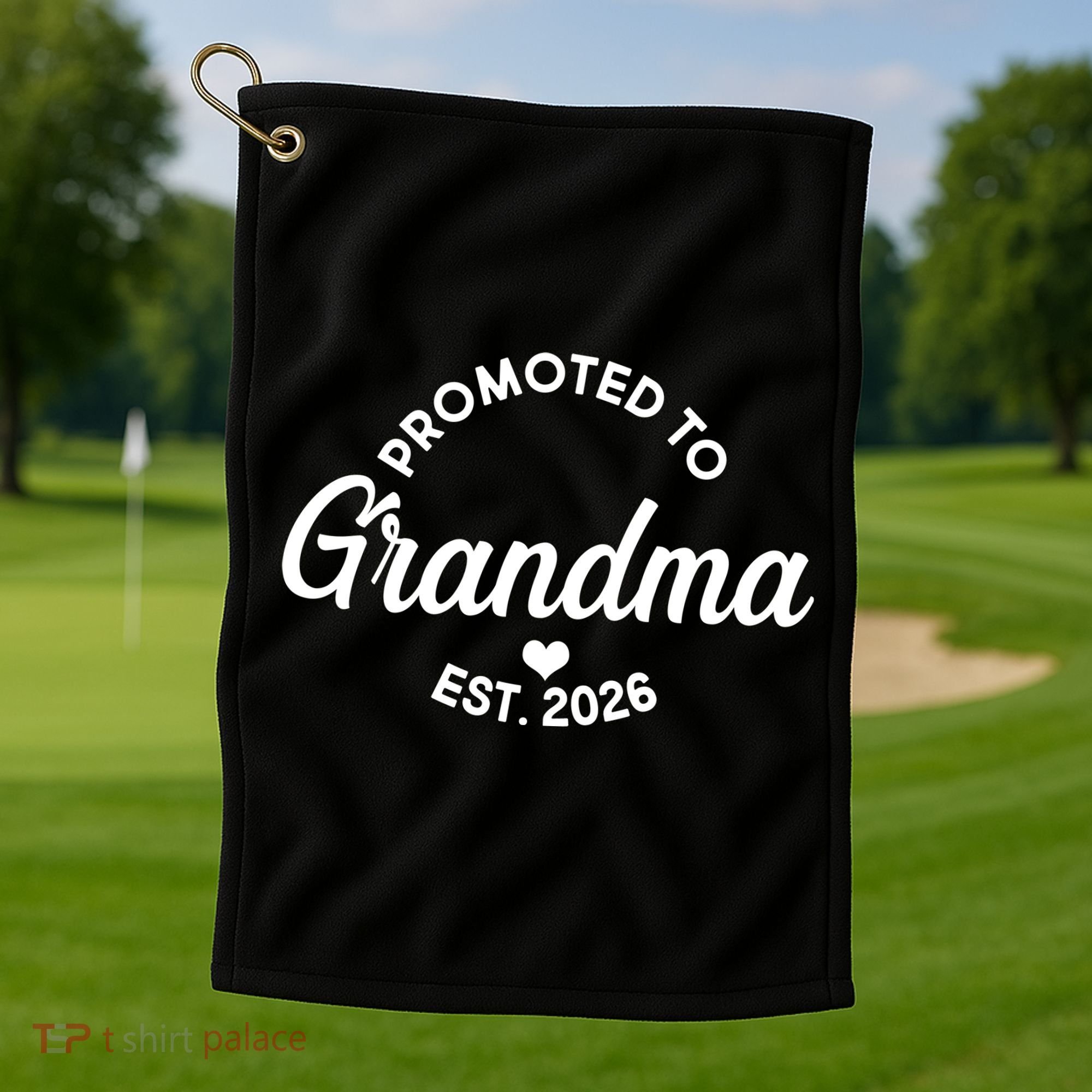 Promoted To Grandma EST 2026 Golf Towel