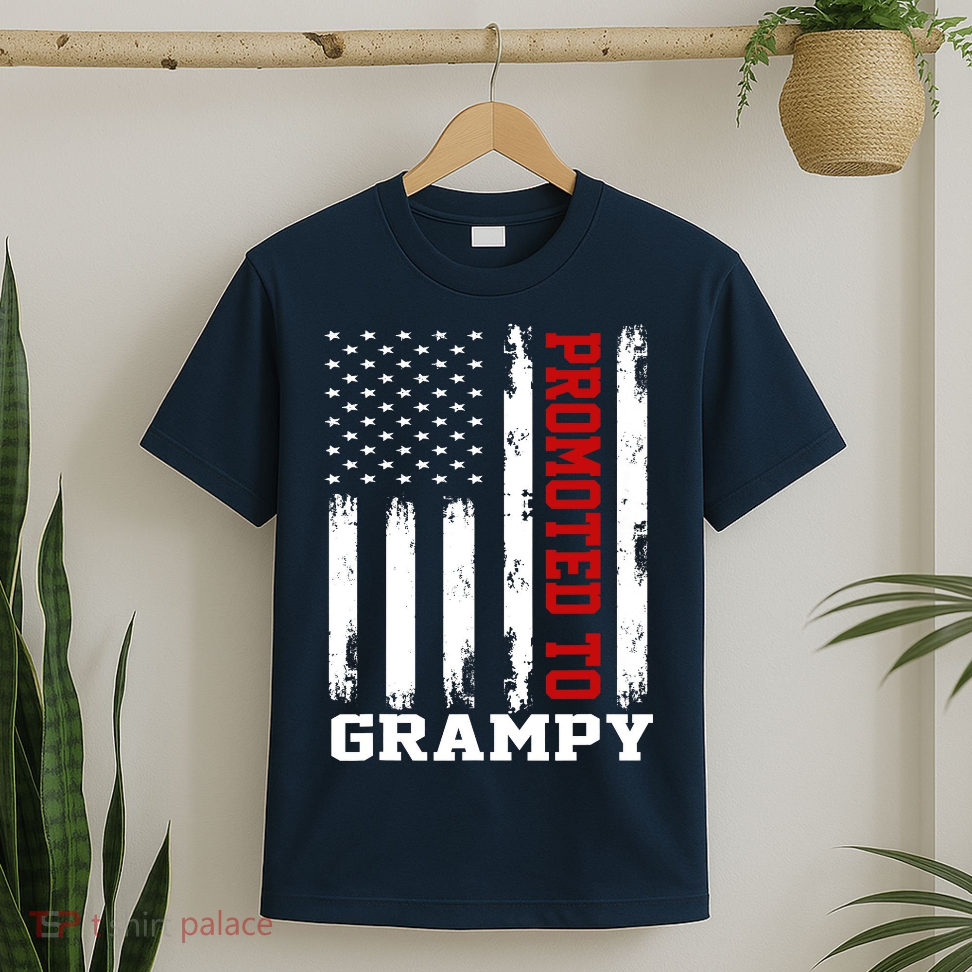 Promoted To Grampy Vintage Flag Soon To Be Grampy Fathers T-Shirt