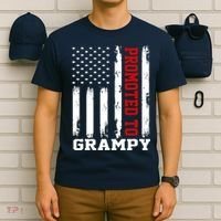 Promoted To Grampy Vintage Flag Soon To Be Grampy Fathers T-Shirt thumb 6