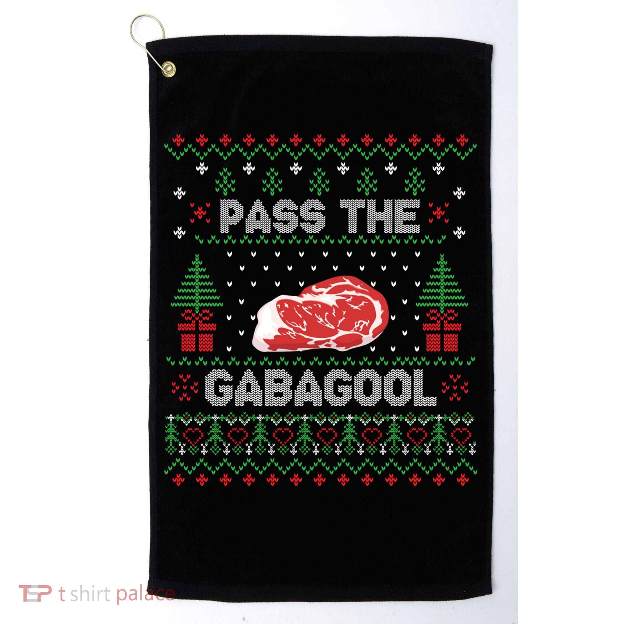 Pass The Gabagool Tacky Ugly Christmas Sweater Golf Towel