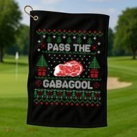 Pass The Gabagool Tacky Ugly Christmas Sweater Golf Towel thumb 1
