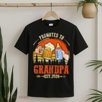Promoted to Grandpa Est 2024 Retro Fathers Day New Grandpa T-Shirt thumb 2
