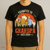 Promoted to Grandpa Est 2024 Retro Fathers Day New Grandpa T-Shirt thumb 3
