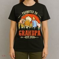 Promoted to Grandpa Est 2024 Retro Fathers Day New Grandpa T-Shirt thumb 4