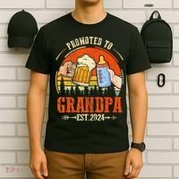 Promoted to Grandpa Est 2024 Retro Fathers Day New Grandpa T-Shirt thumb 6