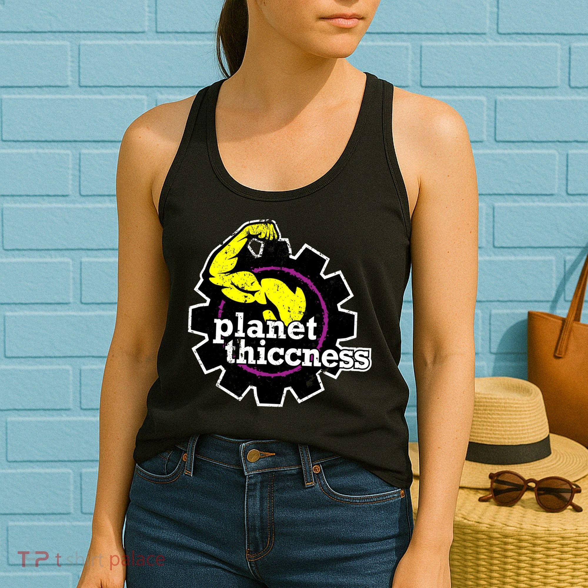 Planet Thiccness Gym Thickness Funny Joke Workout Lover Women's Tank Top