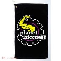 Planet Thiccness Gym Thickness Funny Joke Workout Lover Golf Towel thumb 0