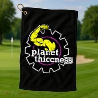 Planet Thiccness Gym Thickness Funny Joke Workout Lover Golf Towel thumb 1