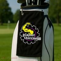Planet Thiccness Gym Thickness Funny Joke Workout Lover Golf Towel thumb 2