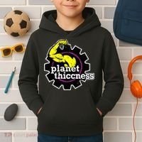 Planet Thiccness Gym Thickness Funny Joke Workout Lover Kids Hoodie thumb 2