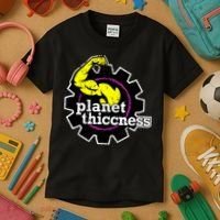 Planet Thiccness Gym Thickness Funny Joke Workout Lover Kids T-Shirt thumb 3