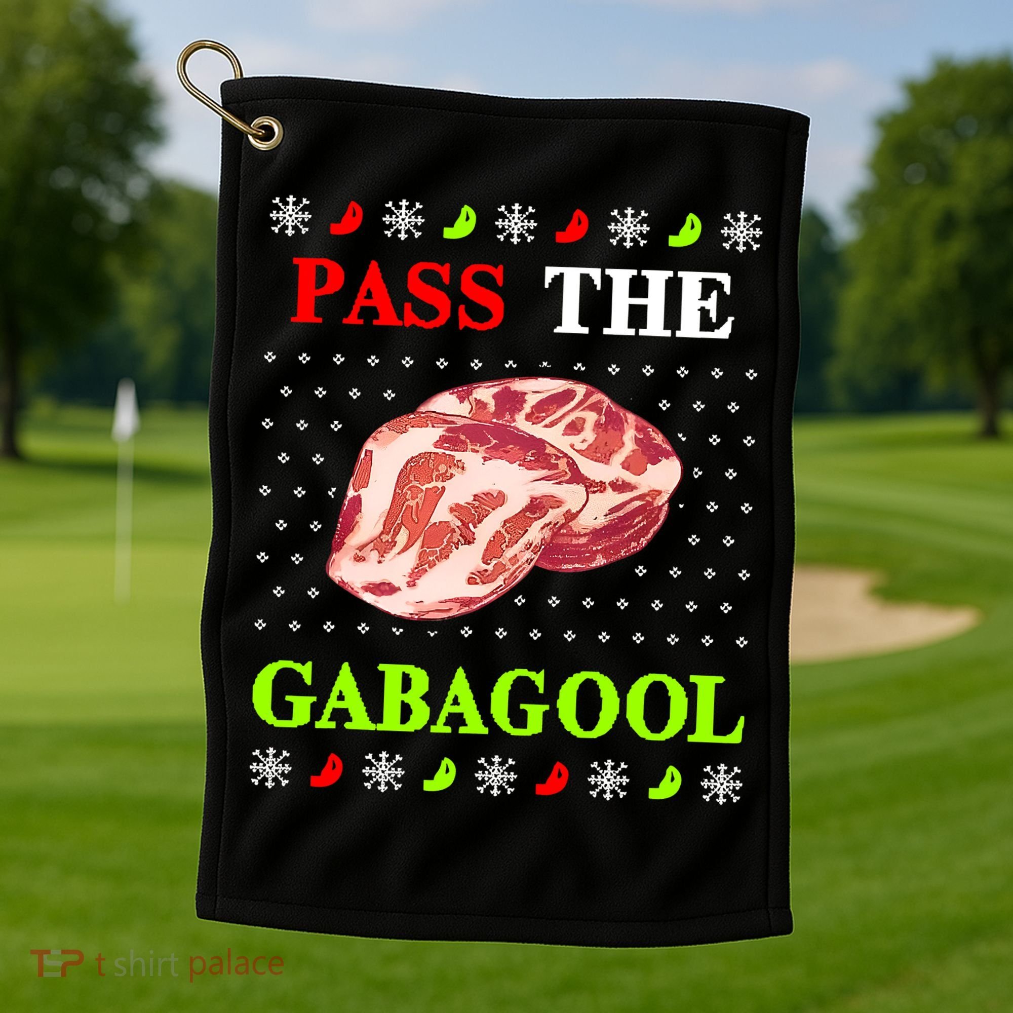 Pass the Gabagool Tacky Ugly Christmas Golf Towel