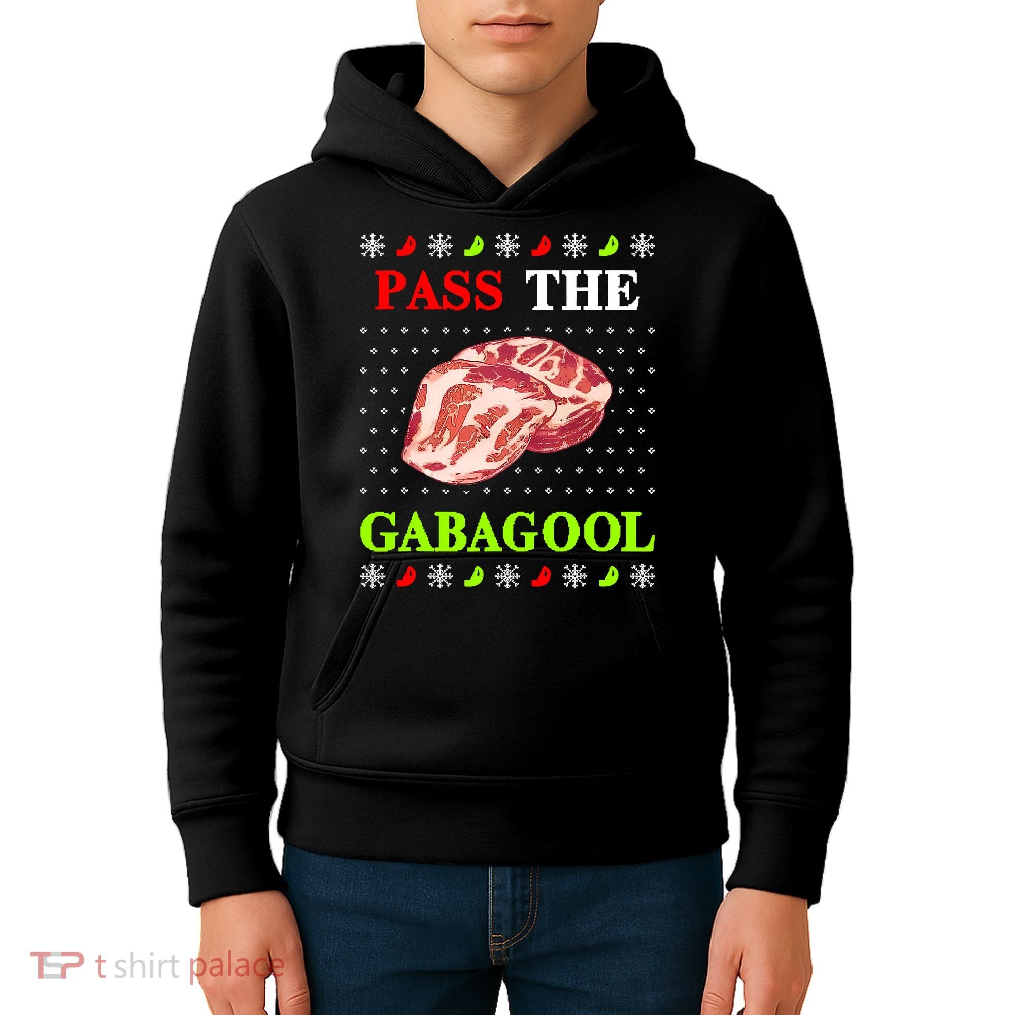 Pass the Gabagool Tacky Ugly Christmas Kids Hoodie