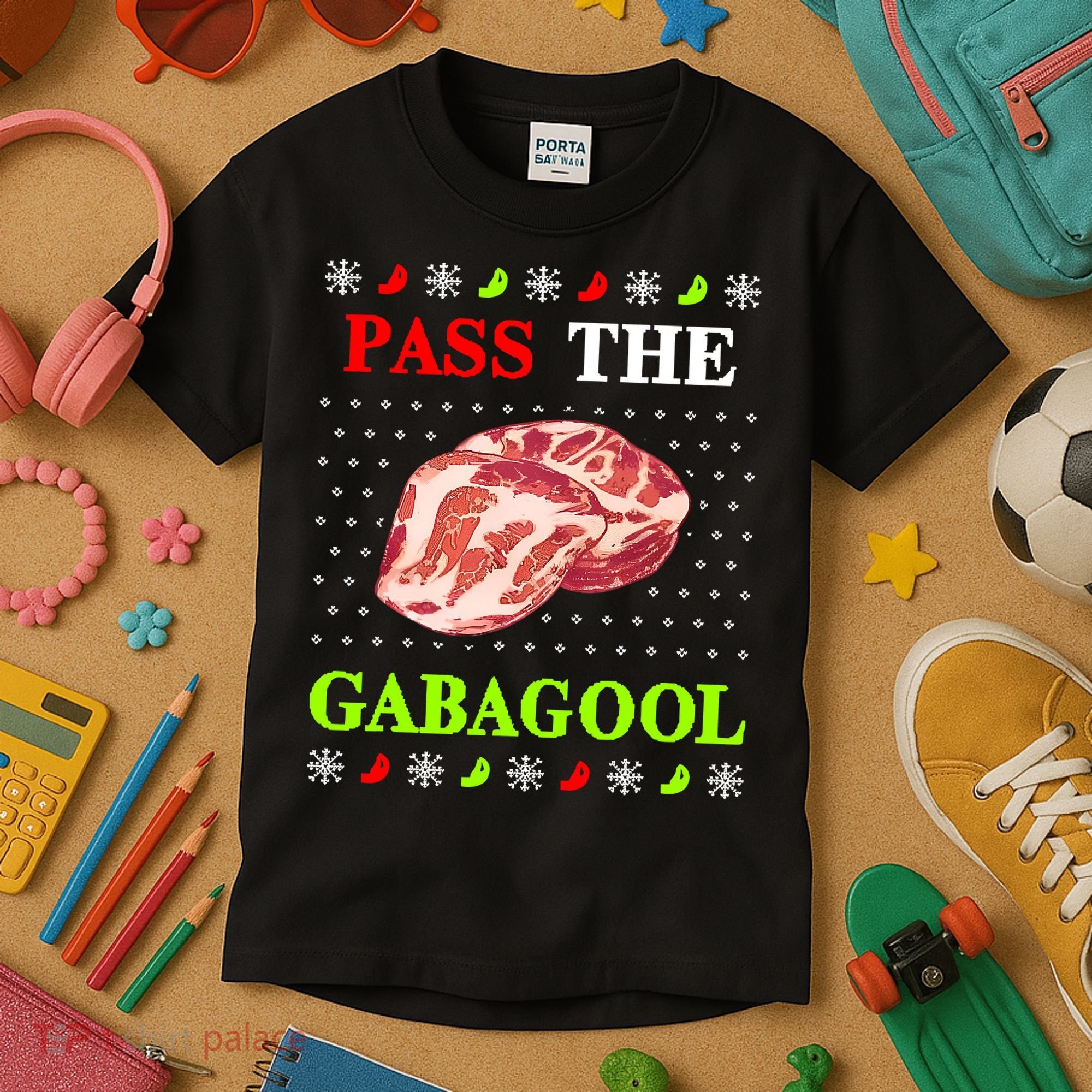 Pass the Gabagool Tacky Ugly Christmas Kids T-Shirt