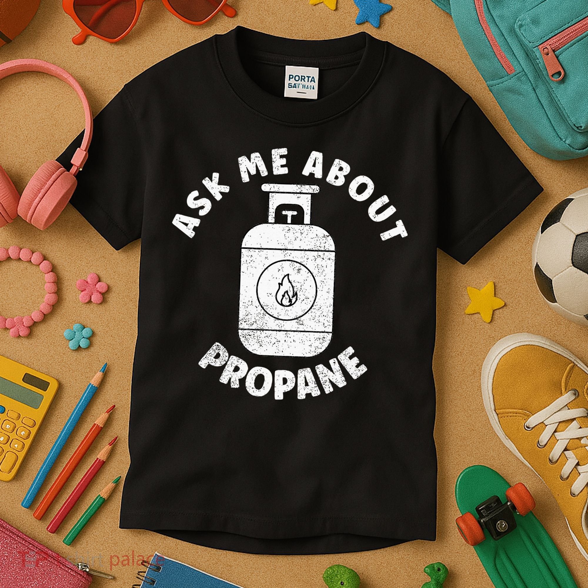 Propane Tank Graphic Ask Me About Propane Kids T-Shirt