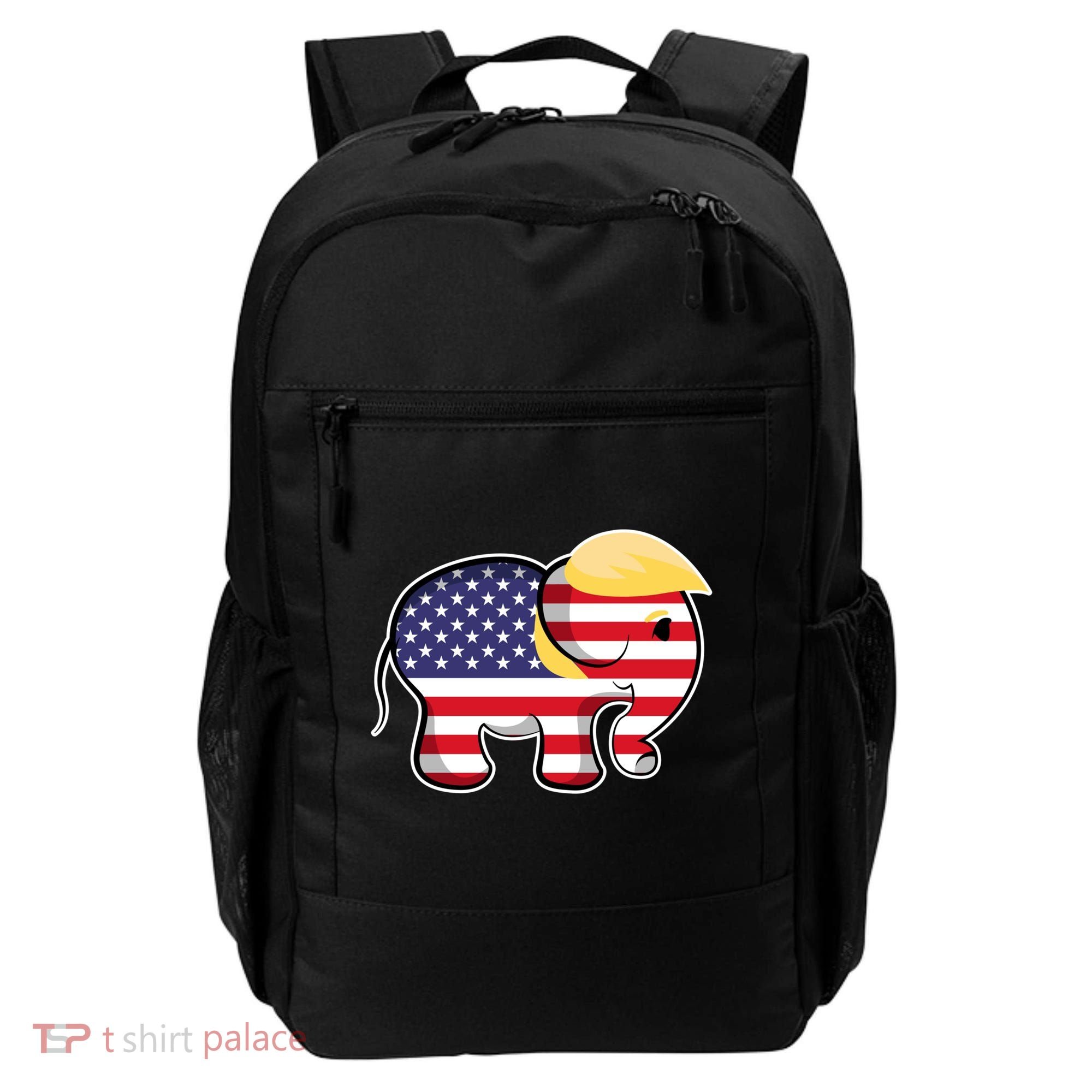 Pro Trump Hair Elephant Red White Blue Flag Republican Gift Backpack