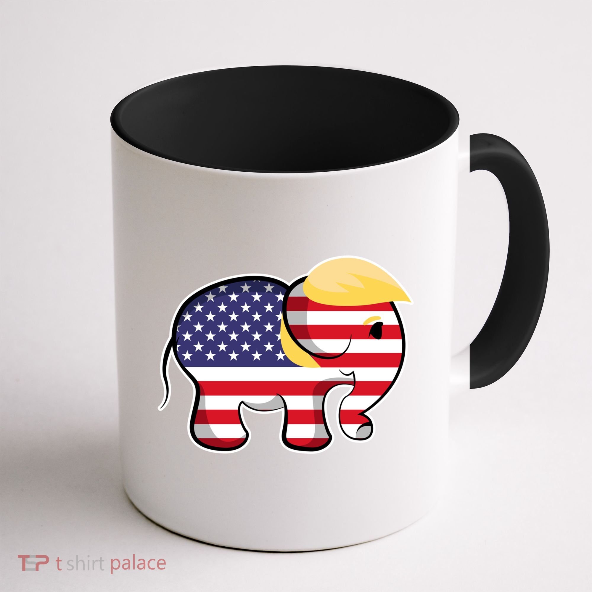 Pro Trump Hair Elephant Red White Blue Flag Republican Gift Coffee Mug