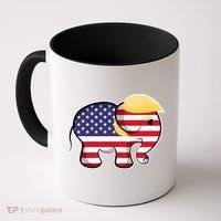 Pro Trump Hair Elephant Red White Blue Flag Republican Gift Coffee Mug thumb 0