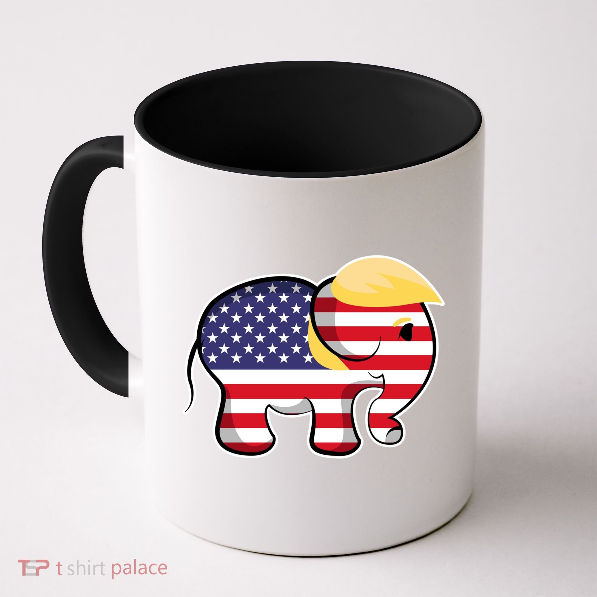 Pro Trump Hair Elephant Red White Blue Flag Republican Gift Coffee Mug