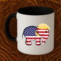Pro Trump Hair Elephant Red White Blue Flag Republican Gift Coffee Mug thumb 2